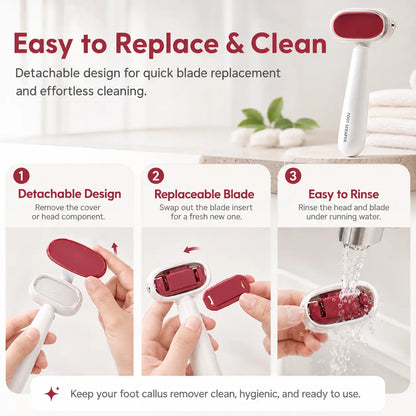 Dual‑Sided Foot Callus Remover, Replaceable Stainless Steel Blade Foot Scraper 🦶