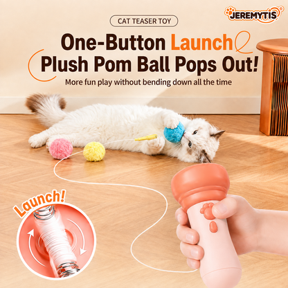 Electric Cat Wand Toy for Indoor Cats, 2026 New Interactive Automatic Retractable Cat Teaser with Plush Ball