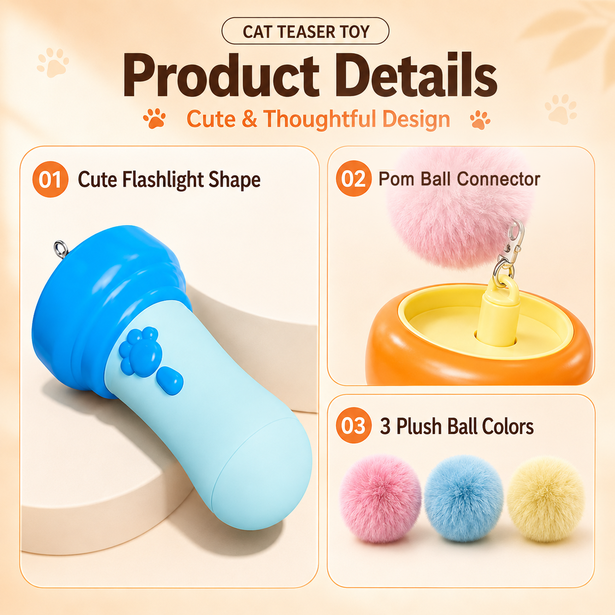 Electric Cat Wand Toy for Indoor Cats, 2026 New Interactive Automatic Retractable Cat Teaser with Plush Ball