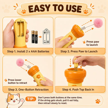 Electric Cat Wand Toy for Indoor Cats, 2026 New Interactive Automatic Retractable Cat Teaser with Plush Ball