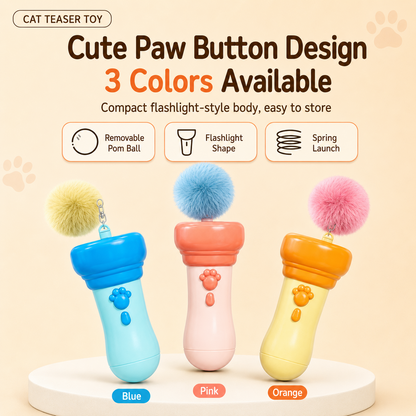 Electric Cat Wand Toy for Indoor Cats, 2026 New Interactive Automatic Retractable Cat Teaser with Plush Ball