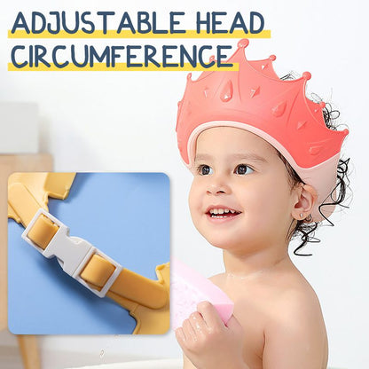 ⏳Time-Limited Special⏰Kids' Ear Protective Cap – Waterproof Shower Hat, Adjustable & Cartoon Crown Design ✨