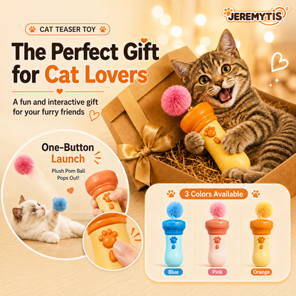 Electric Cat Wand Toy for Indoor Cats, 2026 New Interactive Automatic Retractable Cat Teaser with Plush Ball