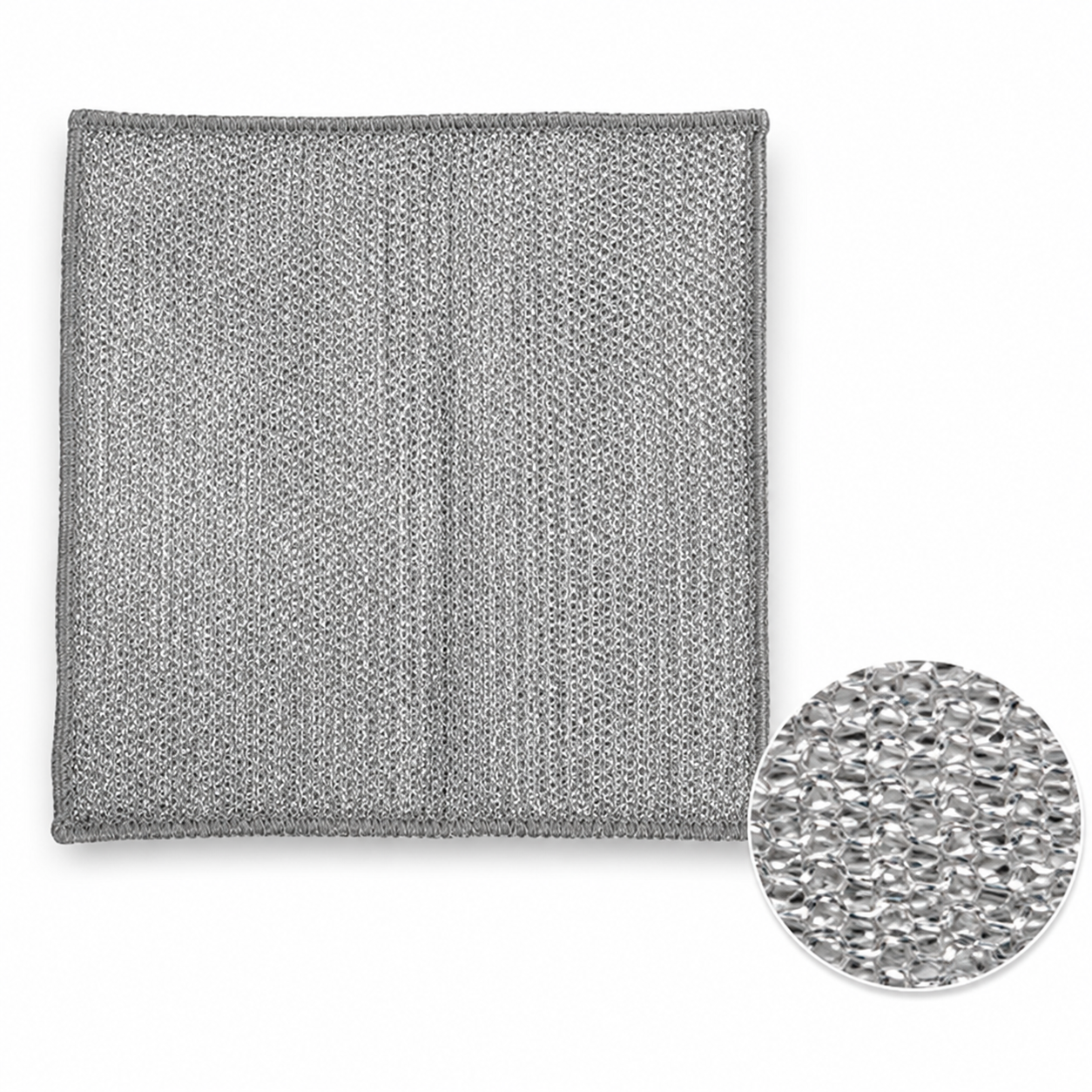 Thickened Silver Mesh Kitchen Scrub Cloth – Reusable Non-Metal Dishwashing Towel for Grease, Pots, Pans & Stovetops