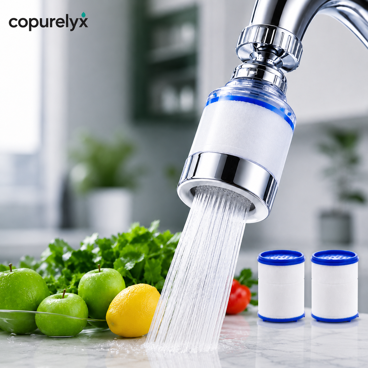 6-Layer Faucet Water Filter Sprayer – 360° Rotating Anti-Splash Sink Filter for Kitchen, Bathroom & Everyday Tap Water Use