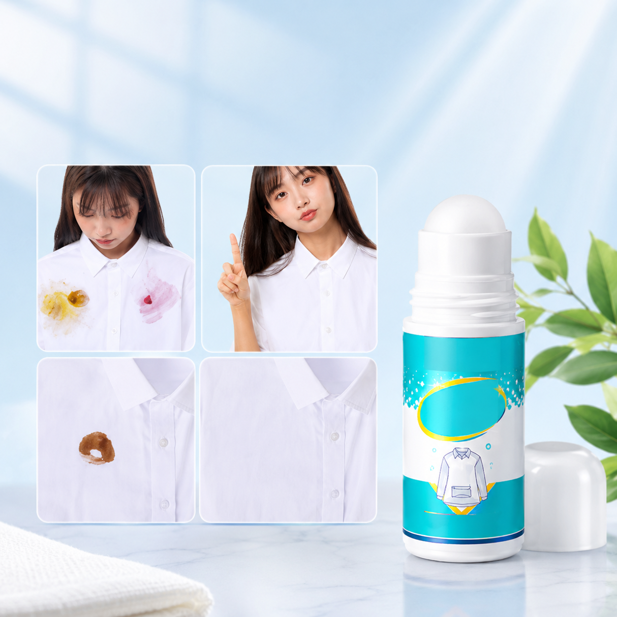 Portable Clothing Stain Remover Roller – 50ml Roll-On Fabric Cleaner for Oil, Coffee, Lipstick, Sauce & Travel Stain Care