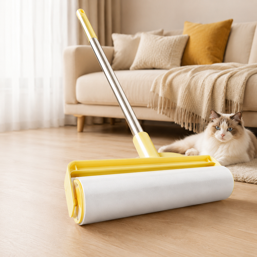 Extra-Wide Pet Hair Lint Roller Mop – Long Handle Refillable Sticky Roller for Cat Hair, Dog Hair, Sofa, Clothes & Floors