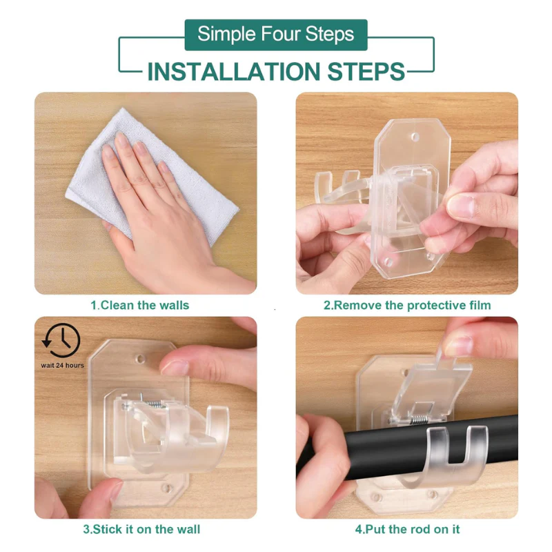 🔥Last Day Buy 2 Get 1 Free (18 PCS) 🔥 No-Drill Curtain Brackets — Hold Up to 13 lbs! 💪
