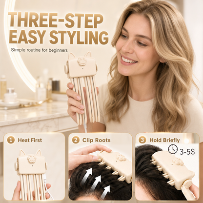 🎉50k+ Sold 💇 Wireless Hot Curler for Adding Volume to Hair Roots. Portable Styling Tool for Travel, Ideal for Fine and Straight Hair
